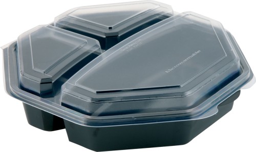 Duni Octaview® (C&C Packung mit 149872) 230 x 230 x 60 mm Schwarz 3-Teilung, 150 Stk/Krt (5 x 30 Stk)