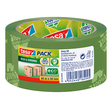 tesa® Packband tesapack® Eco  Strong 50 mm x 66 m (B x L) Polypropylen grün 100  recycled plastic