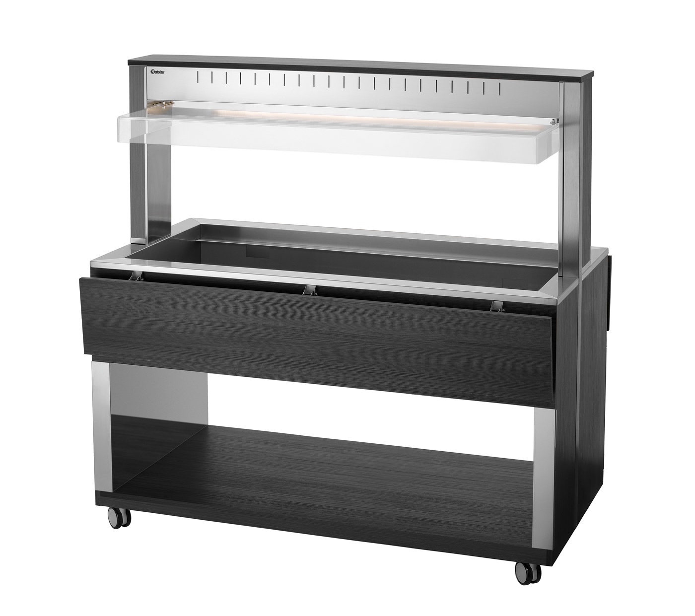 Bartscher Buffetwagen W4110-200A |Temperaturbereich von: 30 °C | Maße: 149,5 x 125x 152,0 cm. Gewicht: 133,5 kg