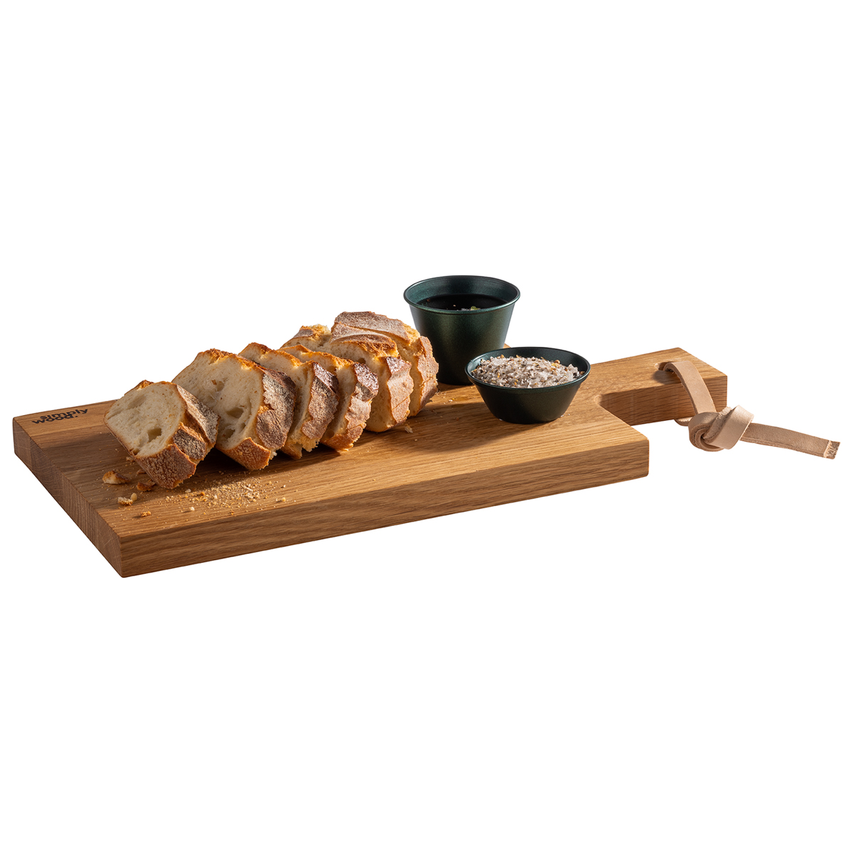 Servierbrett -SIMPLY WOOD-, 35 x 17 cm, Eichenholz, geölt, Servierfläche: 27 x 17 cm, Länge: 35 cm, mit Hängeloch: Ø 1,5 cm, mit