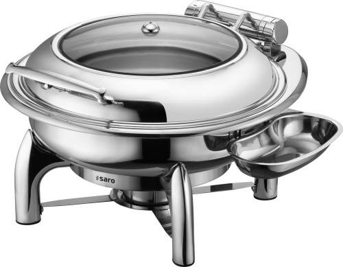 SARO Induktion Chafing Dish, rund JESSIE - Material: (Gehäuse) Edelstahl hochglanzpoliert, (Deckelfenster) Plexiglas - Sandwichboden