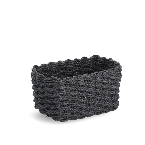Aufbewahrungskorb-Set, 3-tlg., Papiergeflecht, / Maße: 18x12x9, 21x15x11, 24x18x13 cm, schwarz