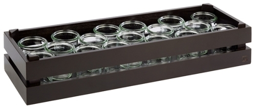 Holzbox -SUPERBOX- 55,5 x 18,5 cm, H: 10,5 cm Akazienholz, schwarz passend zu GN 2/4 nicht spülmaschinengeeignet stapelbar