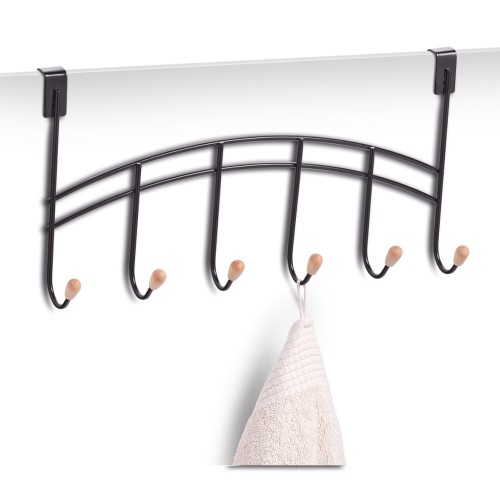 Türhänger, Metall pulverbeschichtet; Holz, 41x10x20,5 cm. Farbe: schwarz. Dieser praktische Türhänger wurde aus Metall mit Abschlüssen aus