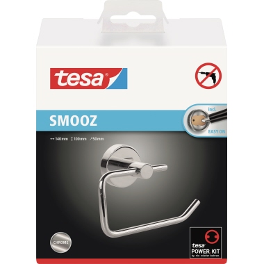 tesa® WC-Rollenhalter SMOOZ 10 x 14 x 5 cm (B x H x T) 1 Rolle inkl. Klebelösung Metall chrom