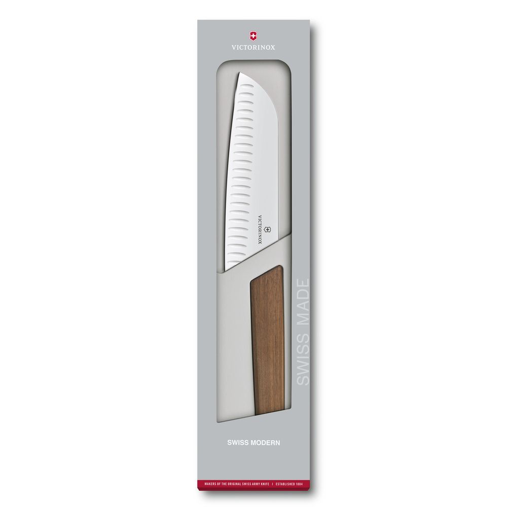 Victorinox Swiss Modern Santokumesser, 17 cm, Nussbaumholz