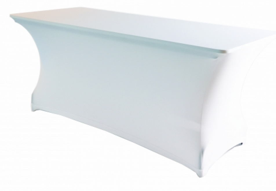 Tischhusse Symposium, rechteckig, aus Stoff. Farbe Weiß.