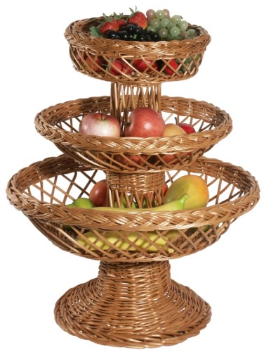 Korb-Etagere aus dunkler, gesottener Vollweide, hochwertige Qualität Durchmesser außen: 48 cm / 36 cm / 26 cm, Höhe: 57 cm