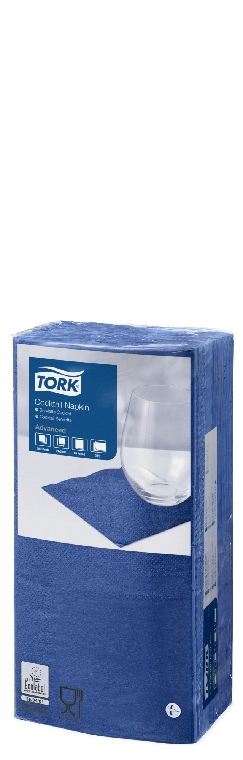 Tork Cocktailserviette, 2-lagig, 24 x 24 cm, 1/4 Falz, Inhalt: 200 Stück, Farbe: dunkelblau