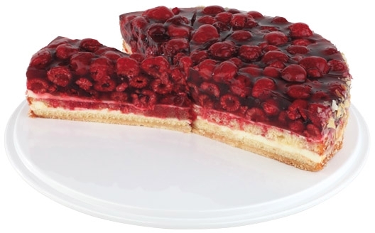 Torten- / Konditorplatte Ø 31 cm, H: 3,5 cm Melamin, weiß mit Antirutsch-Füßchen spülmaschinengeeignet stapelbar nicht