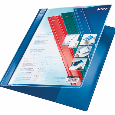 Leitz Schnellhefter Exquisit DIN A4, Überbreite PVC blau, Maße: 24,4 x 30,1 cm (B x H), Verwendung für Papierformat: