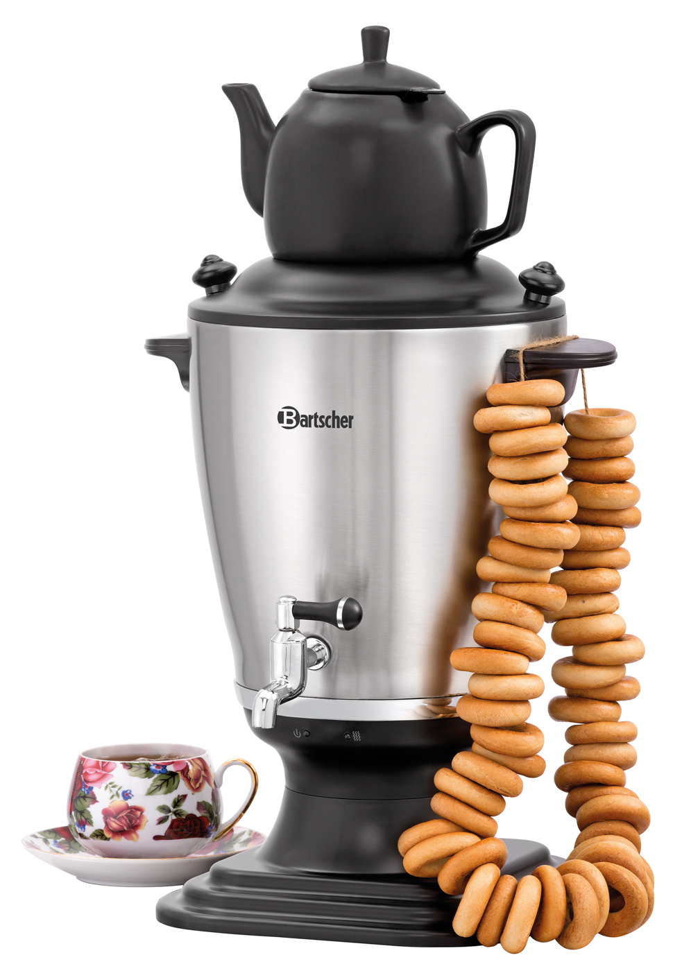 Bartscher Samowar 3,2L | Mit Griff(en): Ja |Maße: 27 x 27,5 x 49,5 cm. Gewicht: 2,3 kg