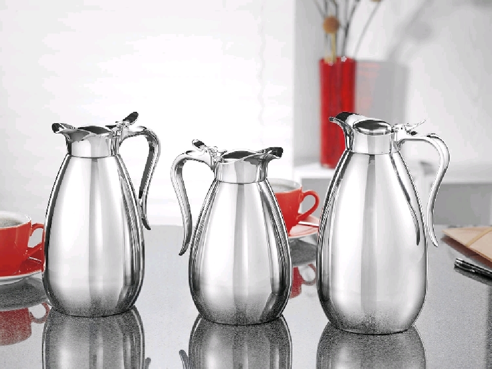 Isolierkanne PALACE, Inhalt: 1,0 Liter, Höhe: 225 mm, aus doppelwandigem Edelstahl 18/10, Einhandbedienung, Verschluss mit Dichtung