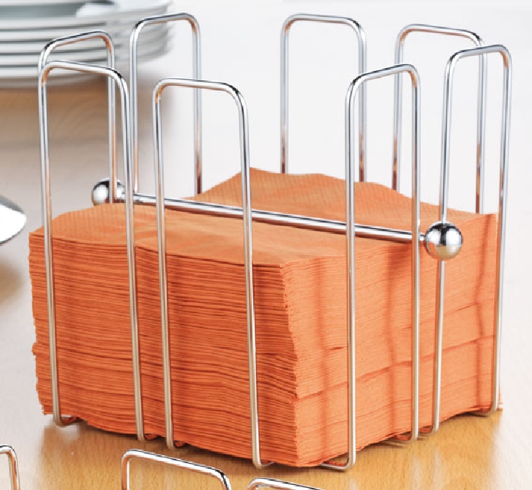 Serviettenhalter WIRE Metall verchromt Länge 19 x Breite 19 x Höhe 19 cm für ca. 150 Stück Servietten 1/4 Falz