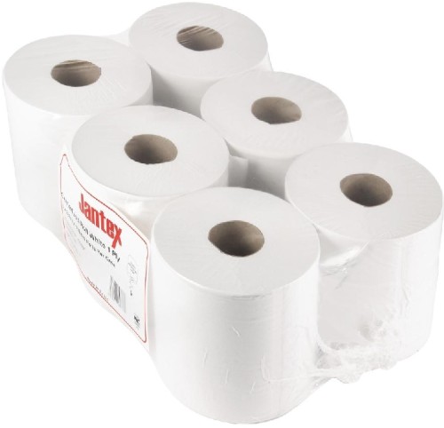 Jantex Handtuchrollen weiß 1-lagig - 6 Stück