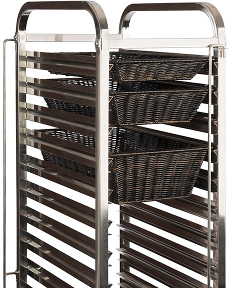 Regalwagen GN 1/1 55 x 38,5 cm, H: 173,5 cm Edelstahl 15 Doppelauflageschienen für max. 30 GN 1/2 Tabletts oder 15 GN 1/1