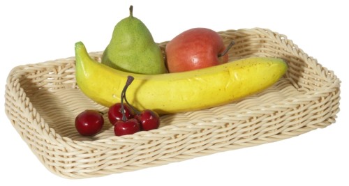 Korb, rechteckig, flach Rattan-Imitation, Geflecht ganz aus Polypropylen, spülmaschinengeeignet, schwere Qualität Länge: 30