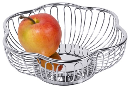 Brot- / Obstkorb Blütenform, aus Edelstahl 18/10, hochglänzend, hochwertige Ausführung, schwere Qualität Durchmesser: 18 cm,