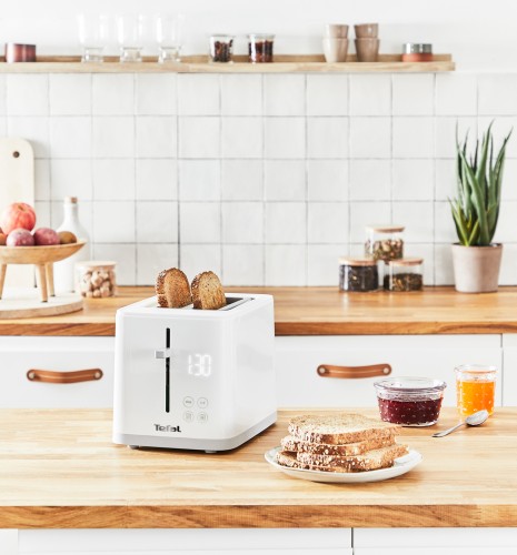 Tefal Toaster Sense [7 Bräunungsstufen; Digitaldisplay; Countdown; Aufwärmen; Auftauen: Krümelschublade; Stopp-Taste; Touch-Tasten;