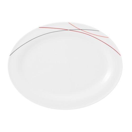 Seltmann Platte oval 31 cm, oval, Form: Community, Dekor: 57402 Red Line, hohe Kantenschlagfestigkeit, Made in Germany