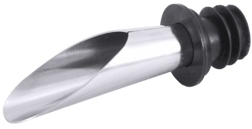 Weinflaschenausgießer aus Edelstahl, mit abnehmbarem Gummiflansch, passend in handelsübliche Weinflaschen Länge: 9 cm,