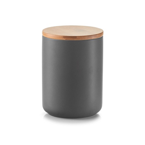 Zeller Vorratsdose m. Bamboodeckel, 650 ml, Keramik, anthrazit Ø10x13,5 cm