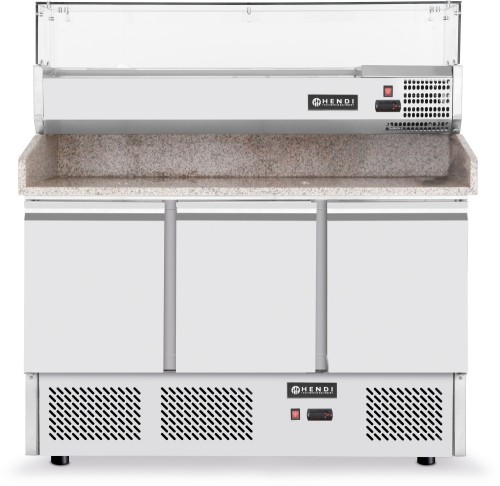 HENDI Pizzatisch dreitürig - max: +2/+8°C - 230 V - 300+170 W - 1400x700x(H)1445 mm