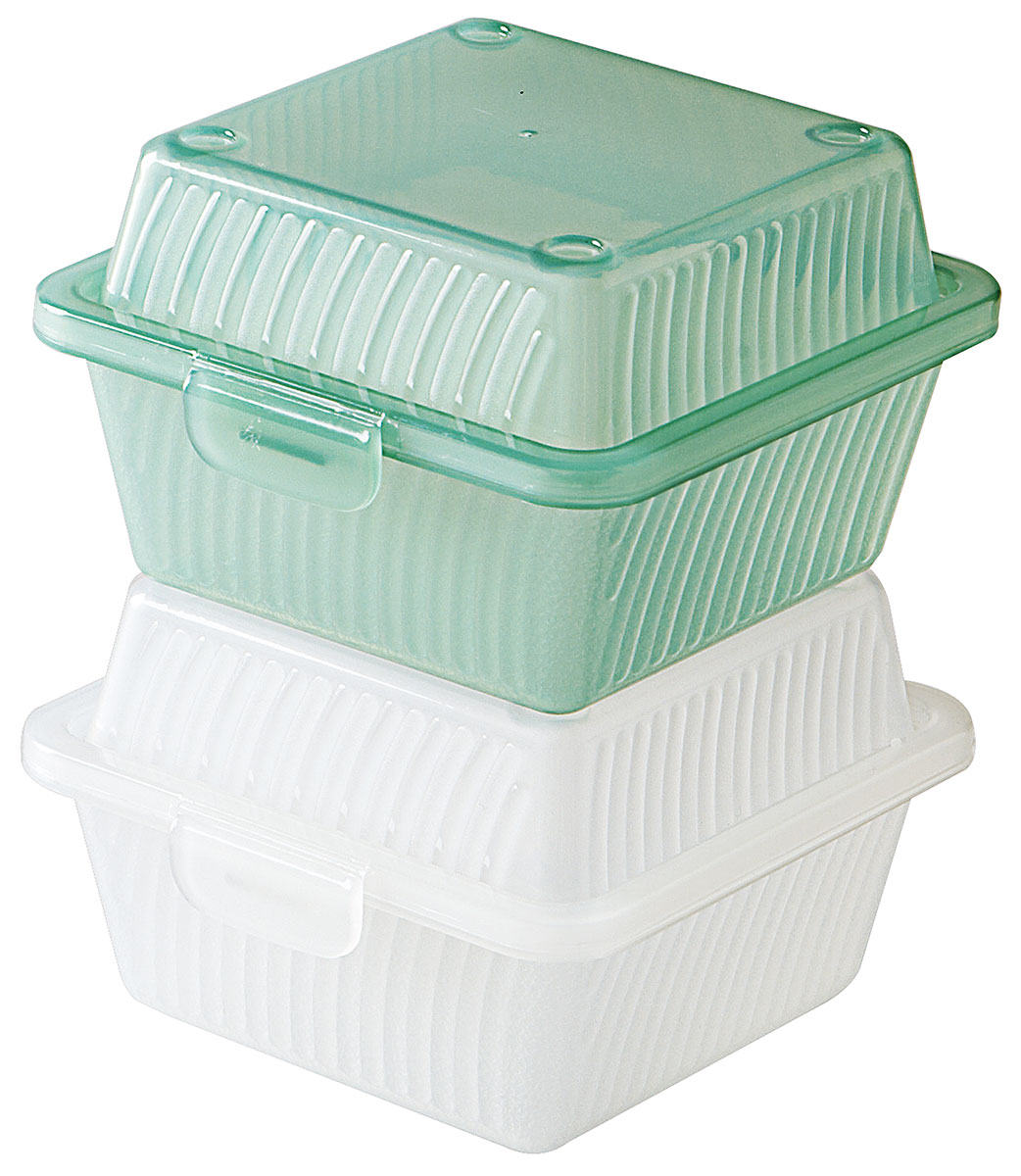 Mehrweg Hamburgerbox aus Polypropylen Die umweltfreundliche Alternative zu Einwegschalen Farbe: Grün, Maße: 12,5 x 13 x 8 cm