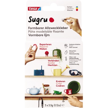 Sugru Alleskleber nicht auswaschbar nicht nachfüllbar rot, blau, gelb 3 x 3,5 g/Pack.