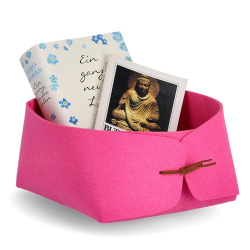 Aufbewahrungskorb, Filz, pink / Maße: 19x19x11,5, faltbar cm