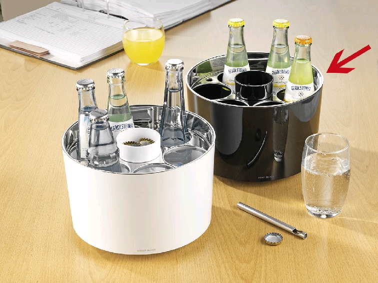 APS Konferenzkühler STAR, inkl. Kühlakku, Farbe: schwarz, Durchmesser: 230 mm, Höhe: 150 mm, mit 6 Öffnungen (6,7 cm),