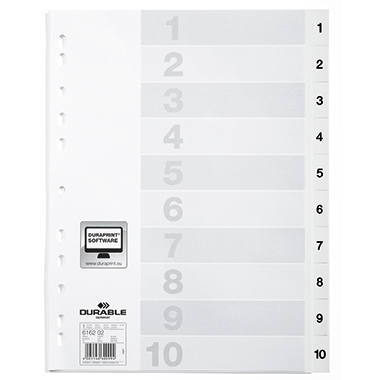 DURABLE Zahlenregister DIN A4 1-10 Polypropylen weiß