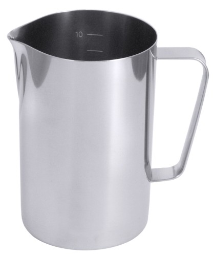 Messkanne aus Edelstahl 18/10, hochglänzend, mit Ausgussschnaupe, innen graduiert, extra schwere Qualität Volumen: 0,5 l,