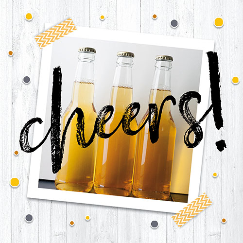 20 Servietten, 3-lagig 1/4-Falz 33 cm x 33 cm "Cheers" von PAPSTAR