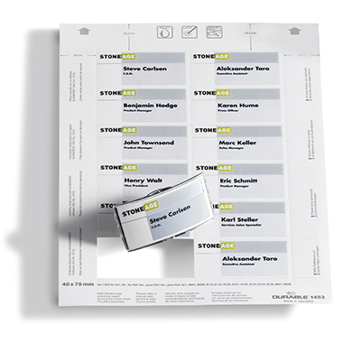 DURABLE Einsteckschild BADGEMAKER® 8001, 8008, 8110, 8116, 8120-8124, 8128, 8601, 8608, 8211 75 x 40 mm (B x H) 150g/m Karton weiß 240 St./Pack.