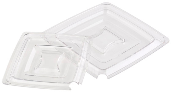 Deckel -PURE- 25 x 25 cm, H: 1,5 cm SAN, mit Löffelaussparung spülmaschinengeeignet stapelbar Farbe: Transparent