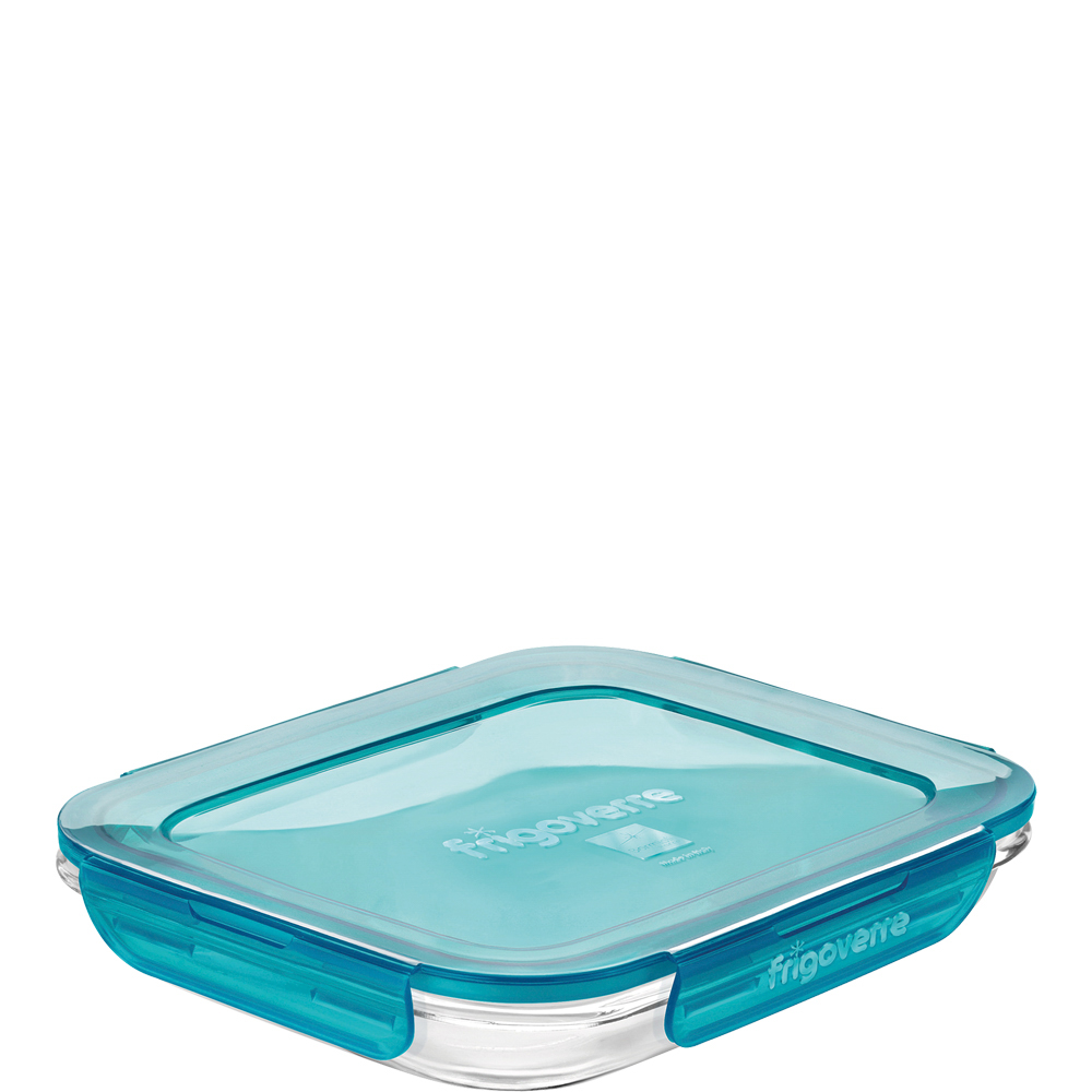 Bormioli Rocco Frigoverre Evolution Platte 23x18cm, stapelbar, mit blauem PP-Deckel, blau, Polypropylen (PP)