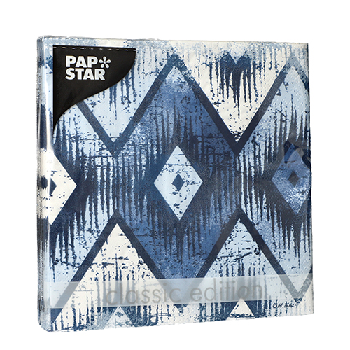 20 Servietten, 3-lagig 1/4-Falz 33 cm x 33 cm dunkelblau "Hash" von PAPSTAR