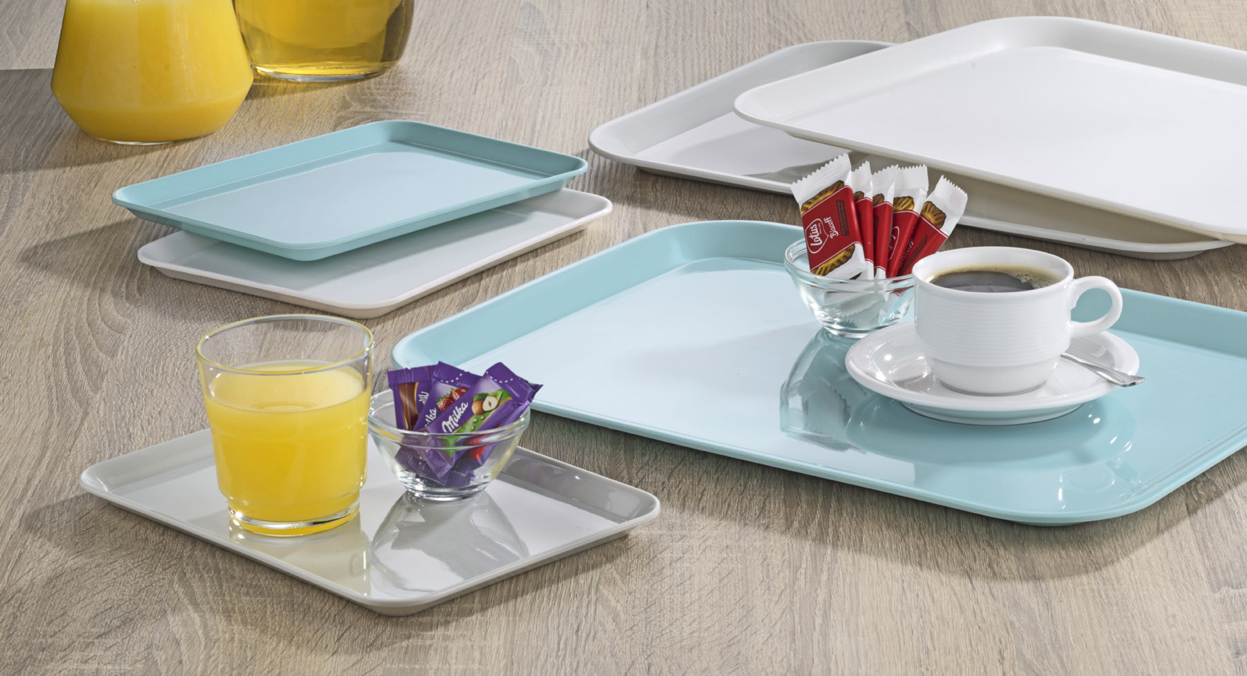 Melamintablett, 24x18 cm. Farbe: taupe,