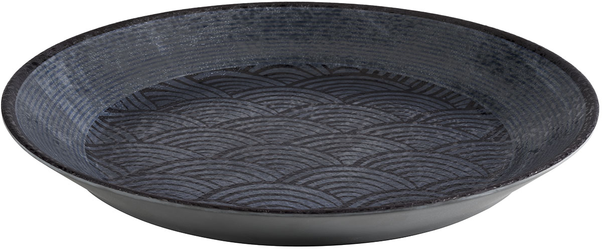 Schale -DARK WAVE- Ø 32 cm, H: 3,5 cm Melamin innen: Dekor außen: schwarz spülmaschinengeeignet stapelbar nicht