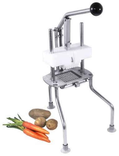 Schneideapparat aus Edelstahl 18/10, Schneideinsatz 8 x 8 mm, 20,5 cm Nutzhöhe, zum Zuschneiden von quadratischen Gemüsestreifen,