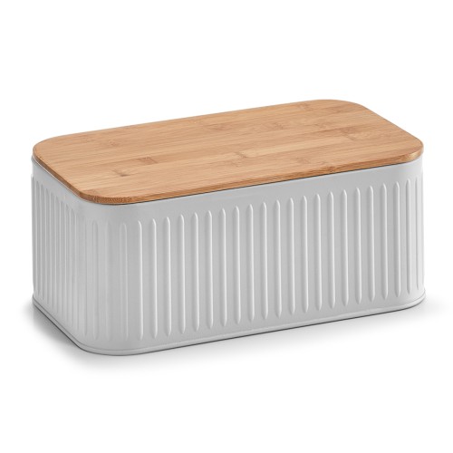 Brotkasten, Metall; Bamboo lackiert, 30x18x13 cm. Farbe: grau. Dieser praktische Brotkasten wurde aus hochwertigem Metall und Bambus gefertigt und