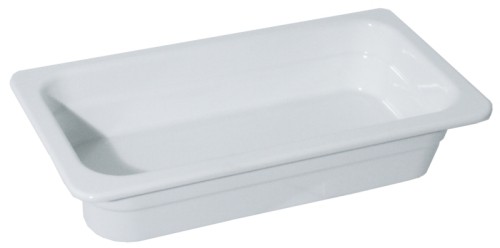 GN-Behälter aus Melamin aus porzellanweißem Melamin, schwere Qualität GN: 1/1, Höhe: 4 cm, Volumen: 4,4 l
