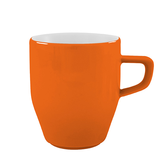 Becher mit Henkel 0,30 l - Form: Baristar - Dekor, 79922 orange - aus Porzellan. Hersteller:, Eschenbach. "Made in Germany".