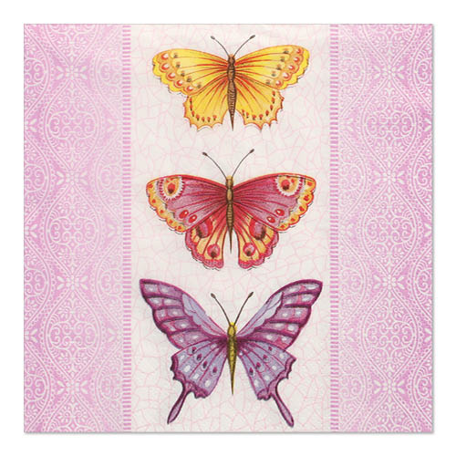 20 Servietten, 3-lagig 1/4-Falz 33 cm x 33 cm "Gentle Butterflies" von PAPSTAR