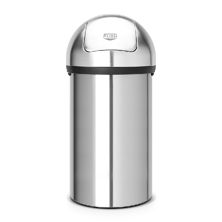 Brabantia Abfalleimer PUSH BIN, Inhalt: 60 ltr., Durchmesser 39,8 cm, Höhe 82 cm, Farbe: Matt Steel.