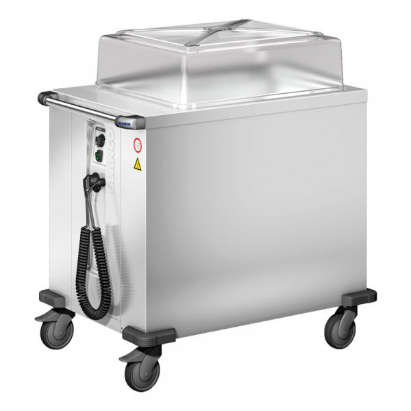 BLANCO Korbspender aus rostfreiem Edelstahl, 4 Lenkrollen Ø 125 mm, davon 2 mit Feststeller, beheizbar (Umluft) +30 °C bis +110 °C,