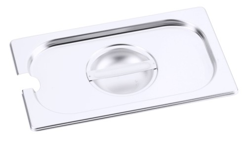 GN-Deckel mit Ausschnitt für Löffel für Serie 7000 und andere (siehe Beschreibung Deckel Serie 7511) aus Edelstahl 18/10, seidenmatt