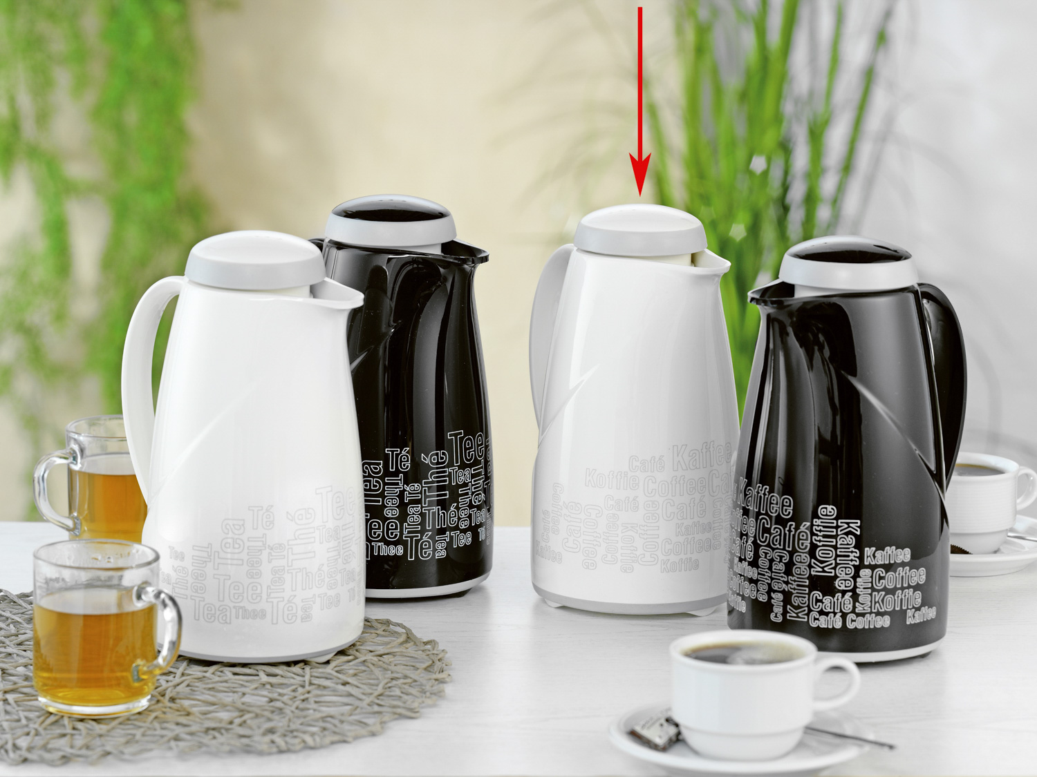 Helios Isolierkanne Wave COFFEEBREAK, Inhalt: 1,0 Liter, Farbe: weiß, mit Aufdruck >>Kaffee