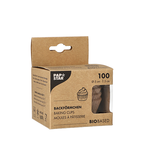 100 Backförmchen rund Ø 5 cm · 3 cm natur aus Frischfaser und Kakaoschalen von PAPSTAR